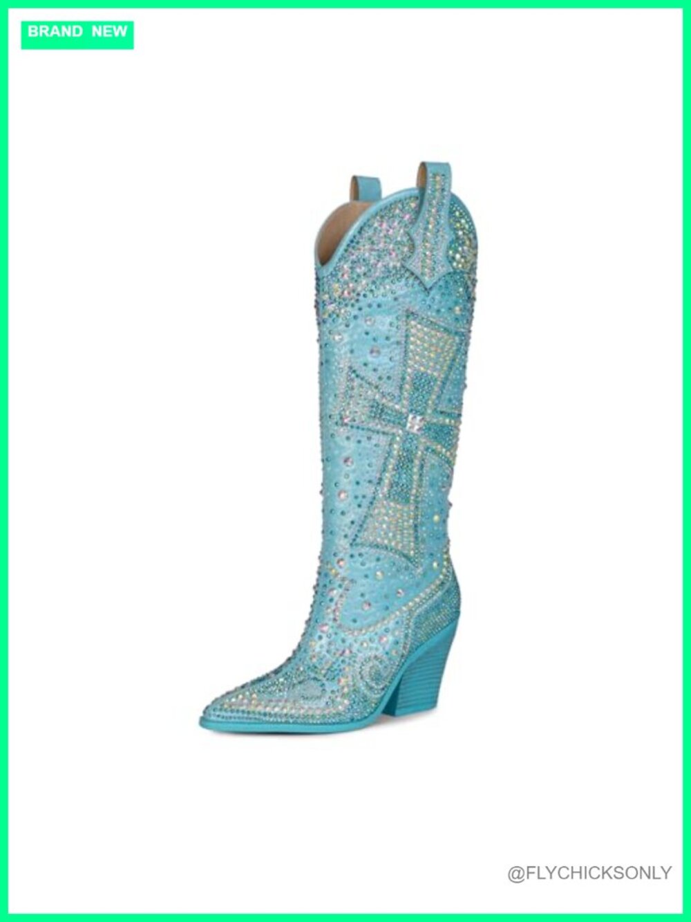Rhinestone Cowboy Boots Knee High Western Cowgirl Faux Leather